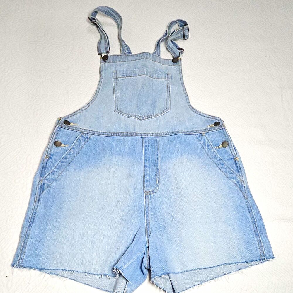 Overall Shorts Romber Women's Blue Denim Size 6 Pockets